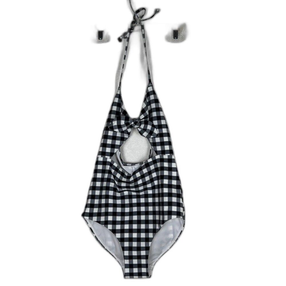 Paris Atelier & Other stories Sz 2 One-piece swimsuit cut out gingham halter